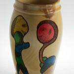 Wood Vase wood burning and color- The Encounter