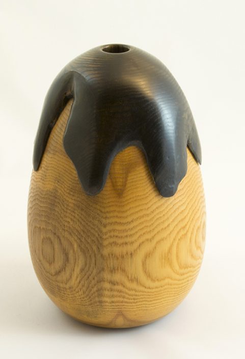 Wood Vase Ash- Eggplant #295- 8 x 4.5in.