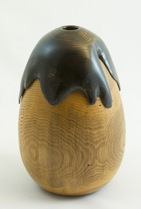 Wood Vase Ash- Eggplant