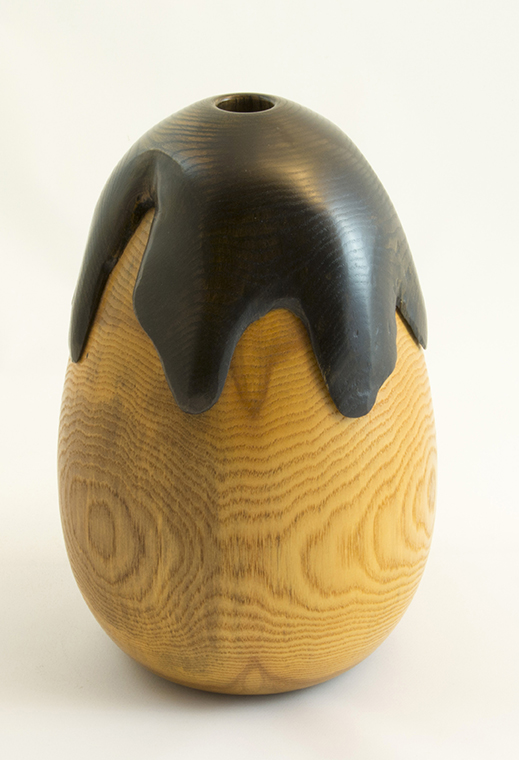 Wood Vase Ash- Eggplant #295- 8 x 4.5in.