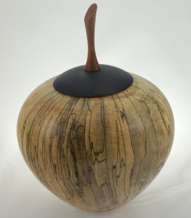 Wood cremation urn - #129-Spalted Maple 7.5 x 9.25in.
