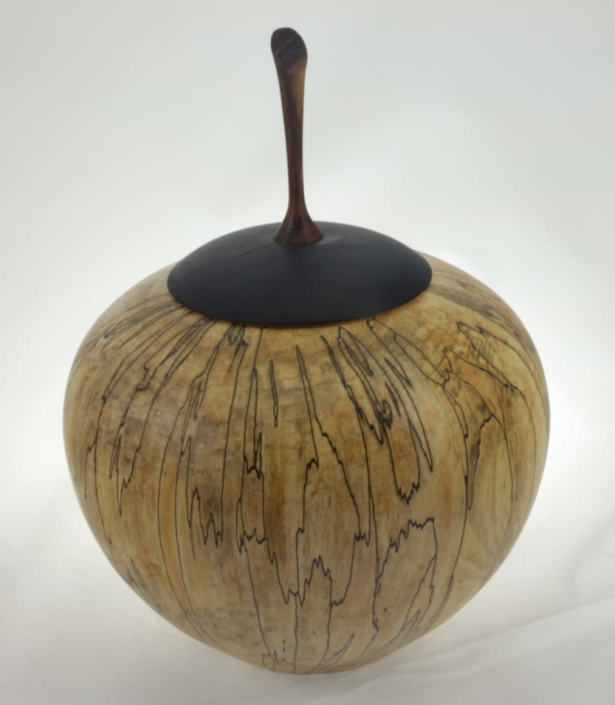 Wood cremation urn - #130-Spalted Maple 7 x 9in.