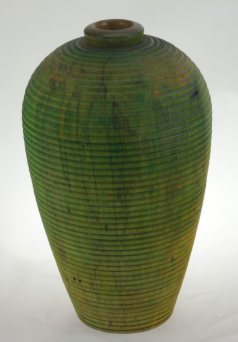 Wood Vase White Birch Colored - 681a- 5.25x9in.