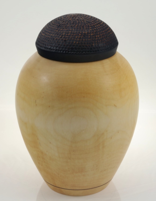 Wood cremation urn - #142- White Birch 8 x 11in.