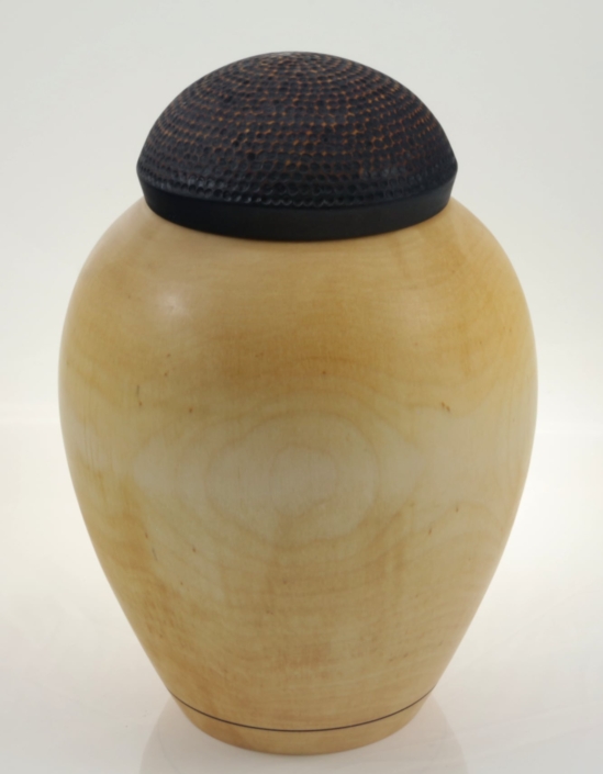 Wood cremation urn - #142- White Birch 8 x 11in.