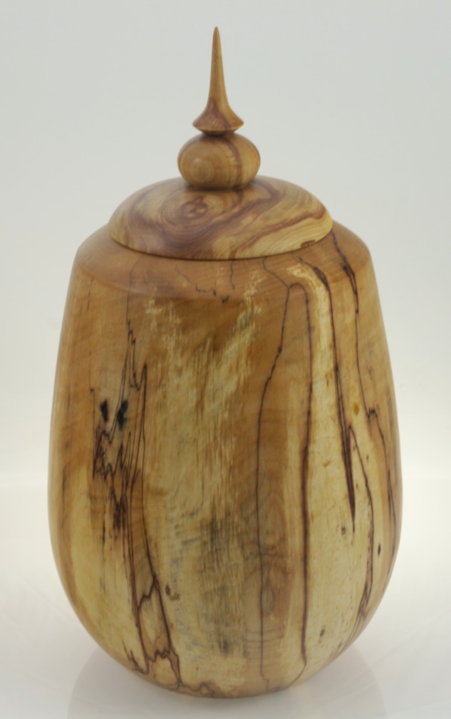 Wood cremation urn - #149a-Spalted White Birch 7,25 x 13,25in.