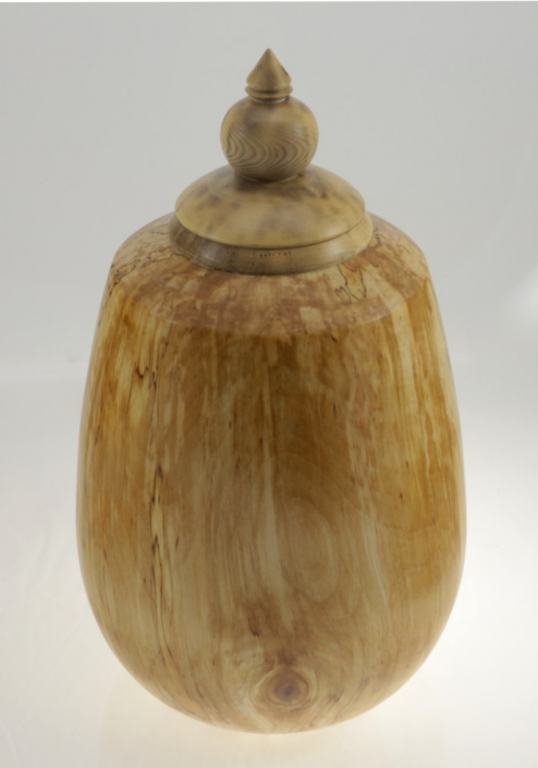 Wood funeral urn - #153- Spalted Whit Birch 7,5 x 13in.
