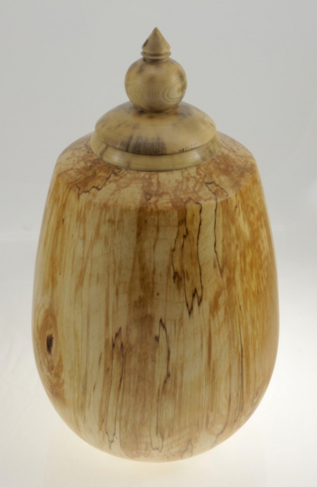 Wood funeral urn - #153a- Spalted Whit Birch 7,5 x 13in.