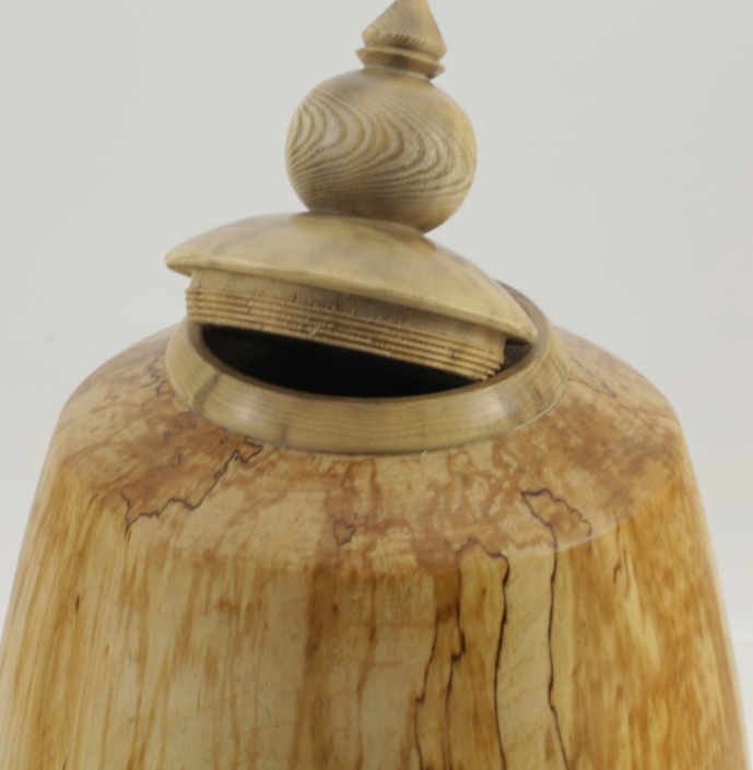 Wood funeral urn - #153b- Spalted Whit Birch 7,5 x 13in.