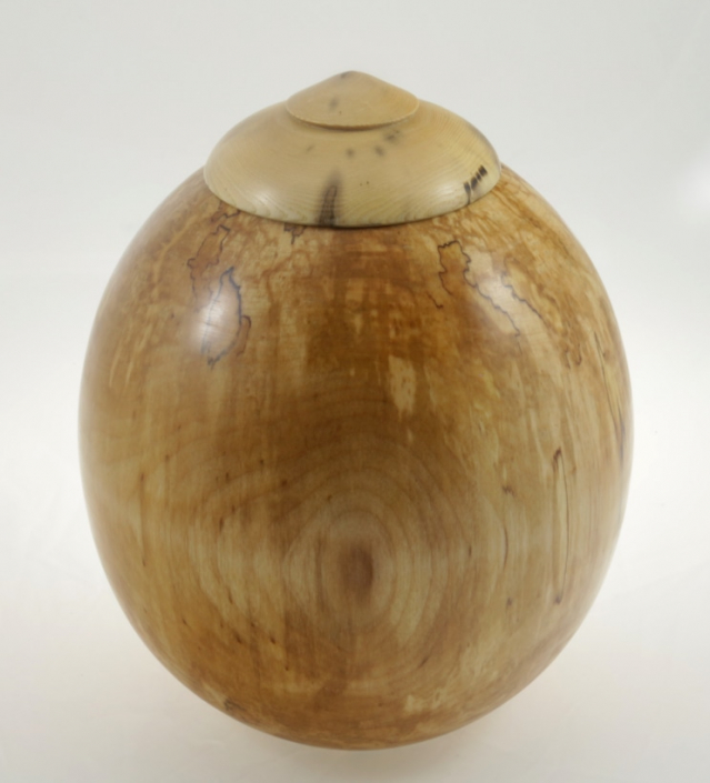 Wood funeral urn - #154a- Spalted Whit Birch 7,5 x 9,5in.