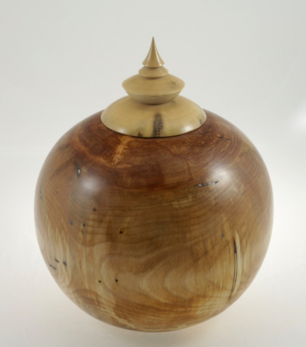 Wood funeral urn - #155- Spalted Whit Birch 8,5 x 10,5in.