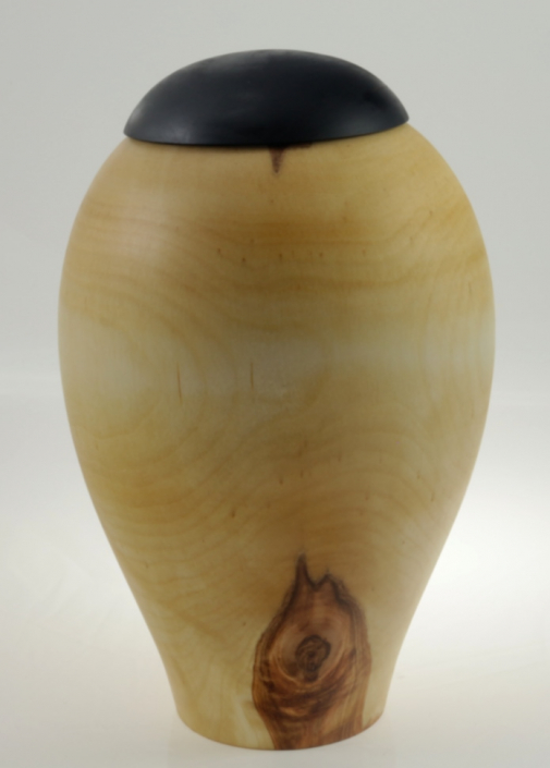 Wood funeral urn - #158-White Birch 10 x 7in.
