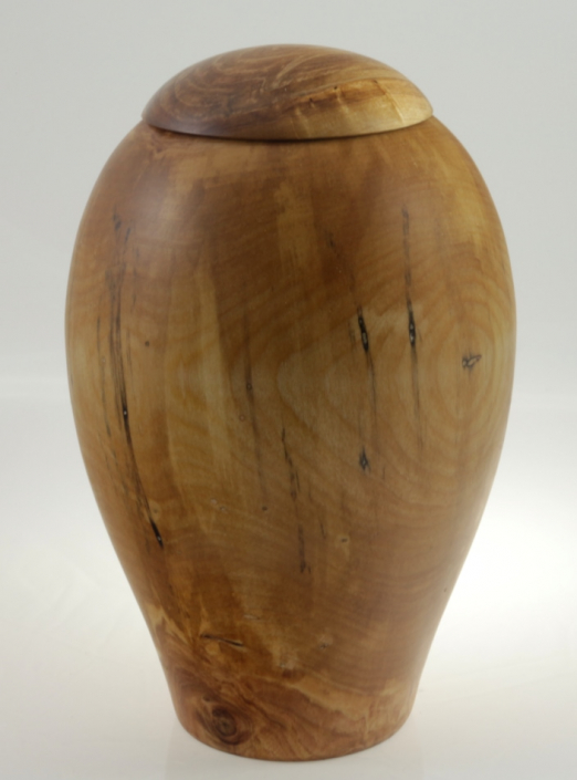 Wood funeral urn - #160-Spalted White Birch 7 x 10,25in.