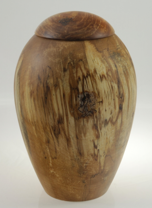 Wood funeral urn - #161-Spalted White Birch 7 x 10in.