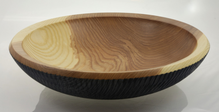 Wooden salad bowl Textured Ash #1019-14 x 4in.