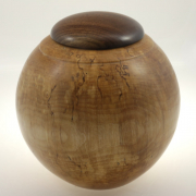 Wood funeral urn - #175-Spalted White Birch 8,5 x 9in.