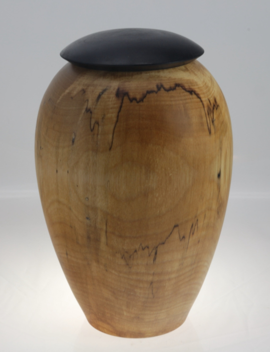 Wood funeral urn - #199a-Spalted White Birch 7 x 10,75in.