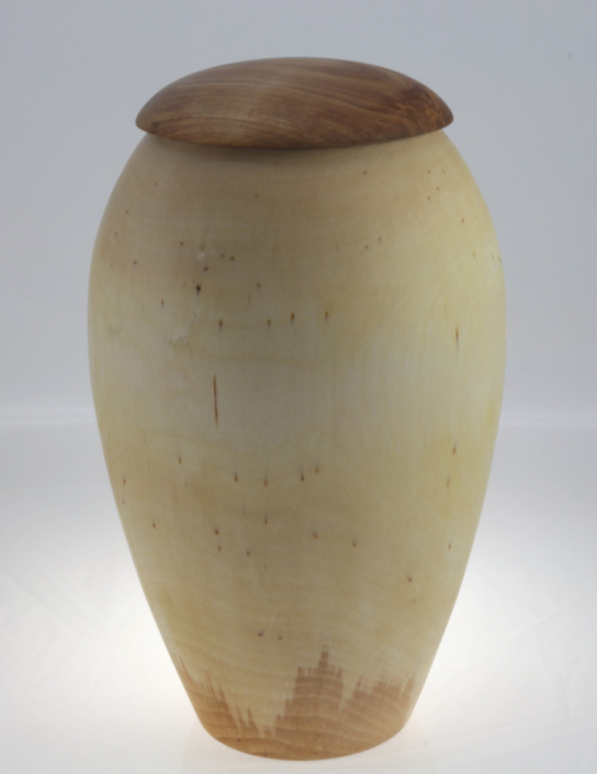 Wood funeral urn - #200a-White Birch 6,5 x 11in.