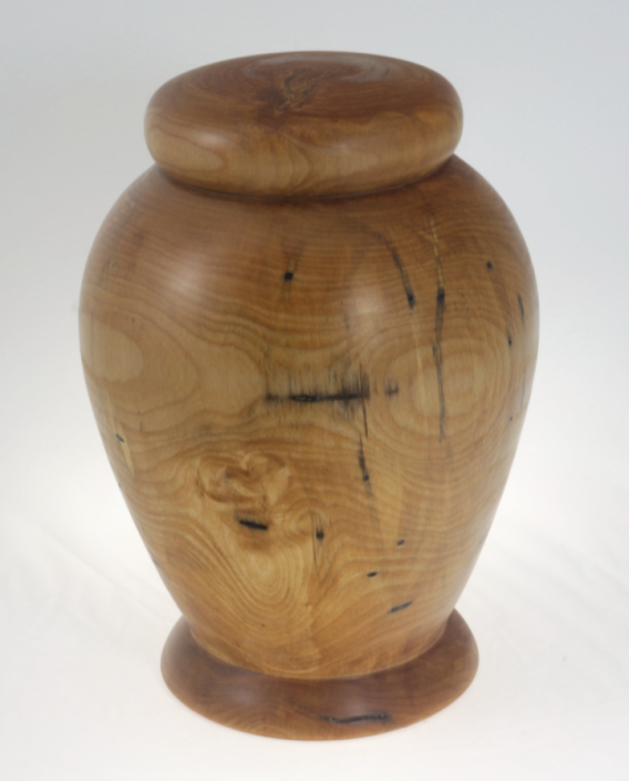 Wood funeral urn - #198a-Spalted White Birch 7,5 x 10,5in.