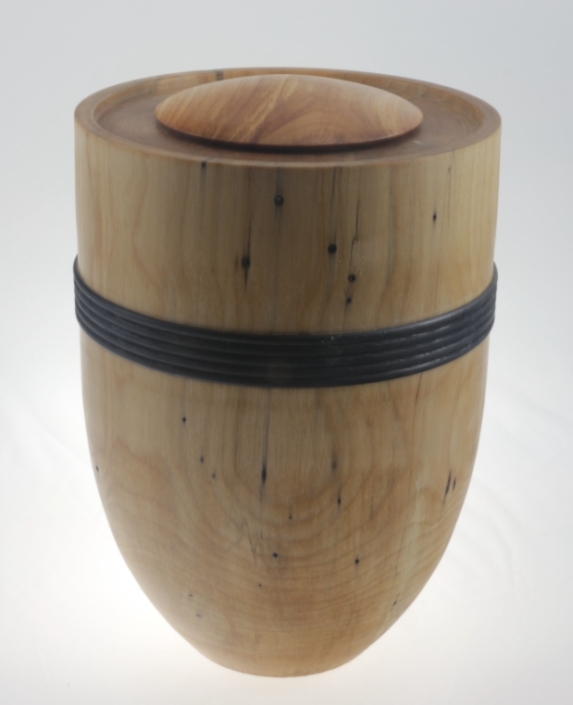 Wood funeral urn - #214a-Spalted White Birch 7,5 x 11 in.