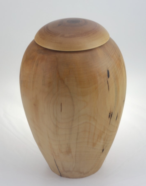 Wood funeral urn - #229-Spalted White Birch 7 x 11in.