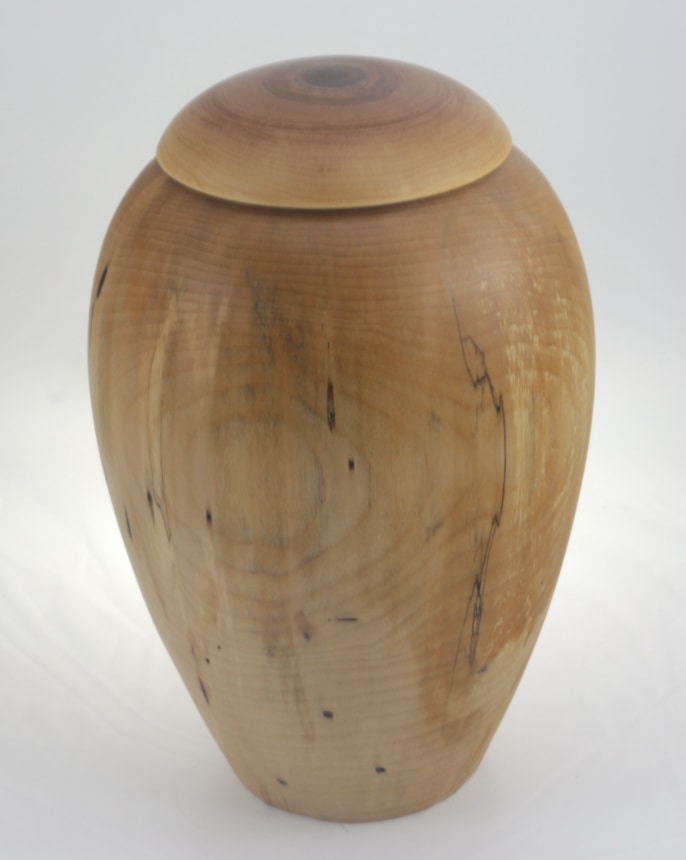 Wood funeral urn - #229a-Spalted White Birch 7 x 11in. Wood funeral urn - #229a-Spalted White Birch 7 x 11in.