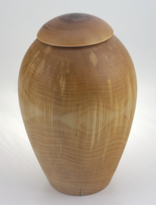 Wood funeral urn - #232-Spalted White Birch 7 x 11in.