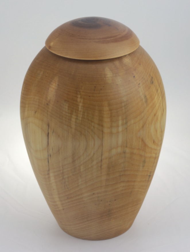 Wood funeral urn - #232a-Spalted White Birch 7 x 11in. Wood funeral urn - #232a-Spalted White Birch 7 x 11in.
