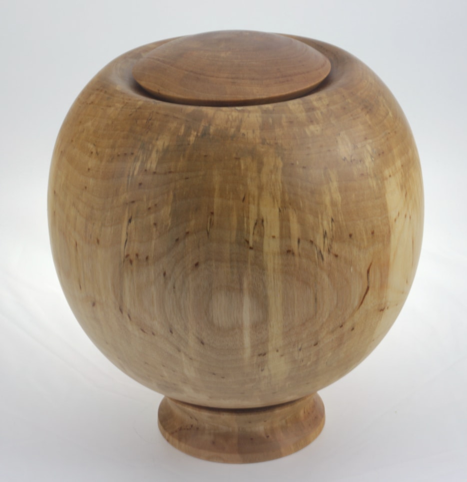 Wood funeral urn - #233-Spalted White Birch 8 x 9in. Wood funeral urn - #233-Spalted White Birch 8 x 9in.