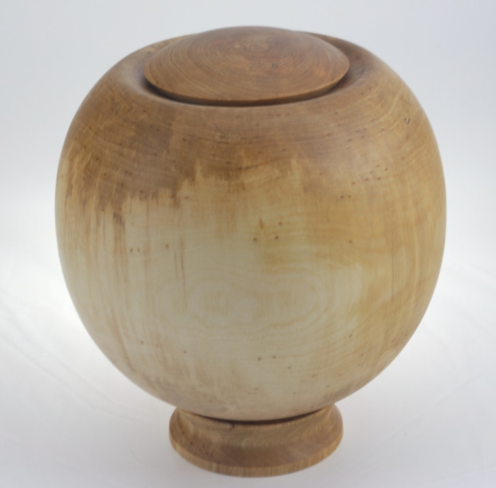 Wood funeral urn - #233a-Spalted White Birch 8 x 9in.